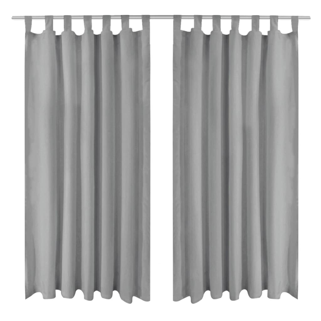 Micro-Satijnen Gordijnen met Ringen 140 x 175 cm 2 stuks (Zwart)