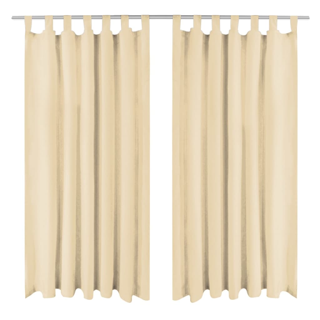 Micro-Satijnen Gordijnen met Ringen 140 x 175 cm 2 stuks (Zwart)