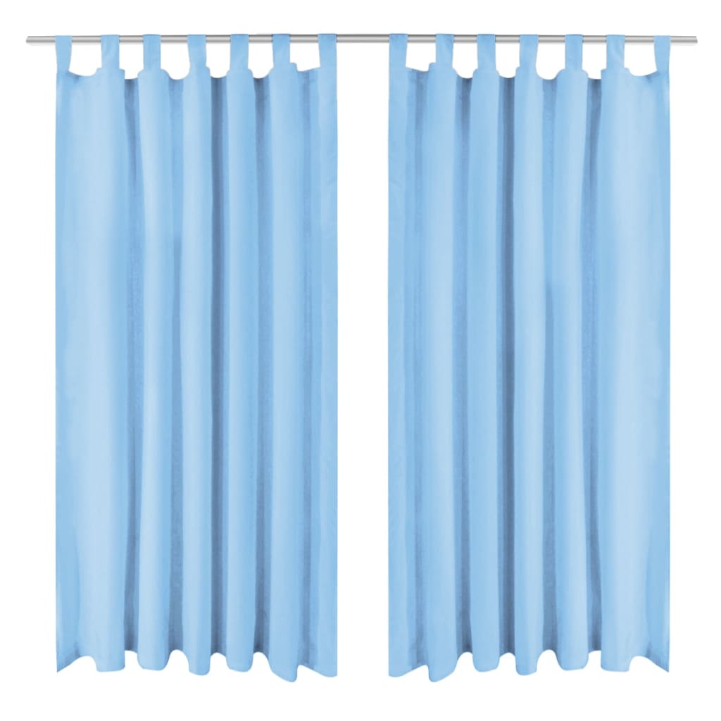 Micro-Satijnen Gordijnen met Ringen 140 x 175 cm 2 stuks (Zwart)