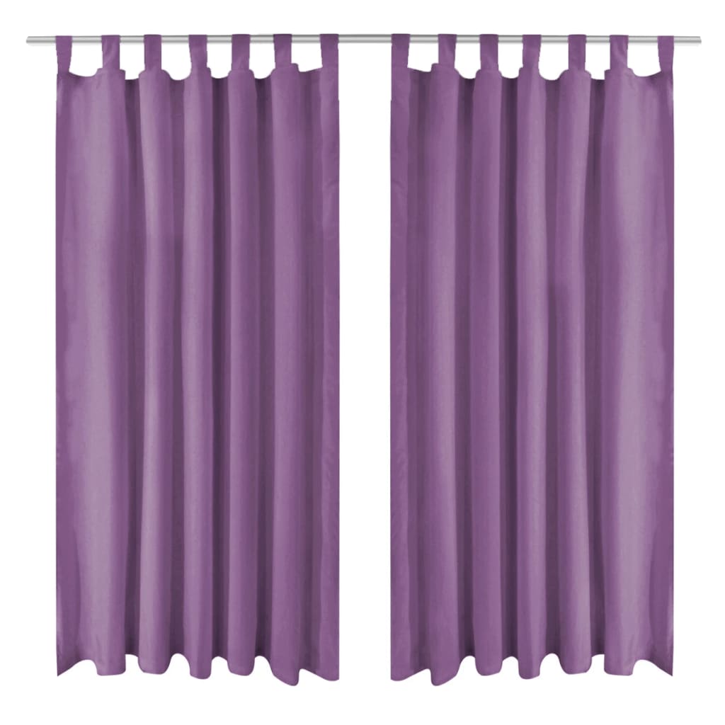 Micro-Satijnen Gordijnen met Ringen 140 x 175 cm 2 stuks (Zwart)