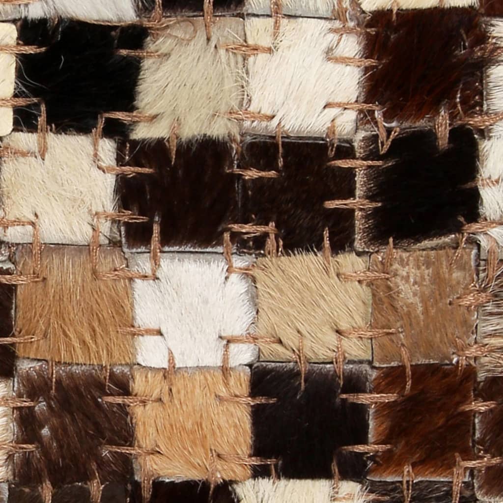vidaXL Vloerkleed patchwork vierkant 80x150 cm leer vierkant bruin/wit
