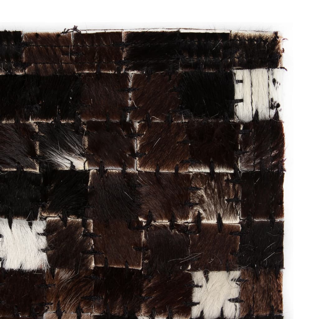 vidaXL Vloerkleed vierkant patchwork 80x150 cm echt leer zwart/wit