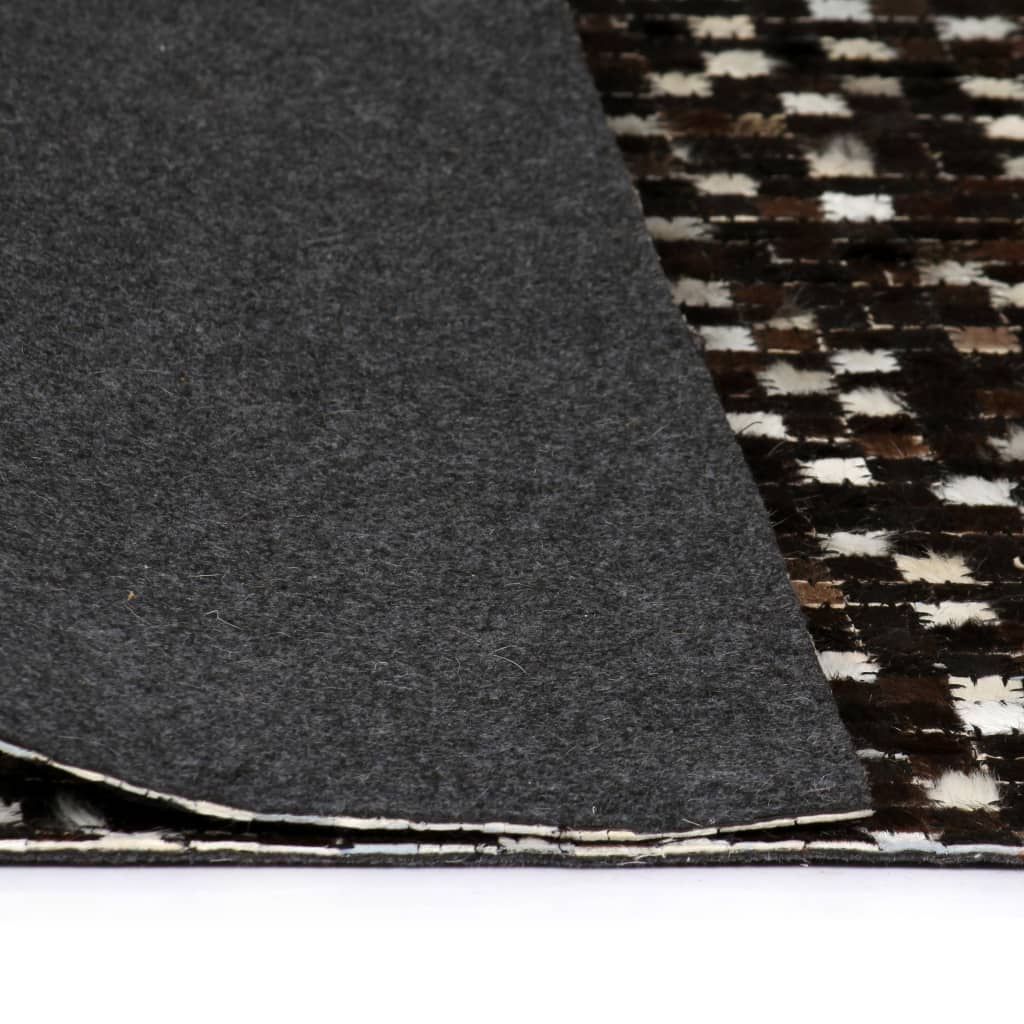 vidaXL Vloerkleed vierkant patchwork 80x150 cm echt leer zwart/wit