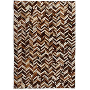 vidaXL Vloerkleed chevron patchwork 80x150 cm echt leer bruin/wit