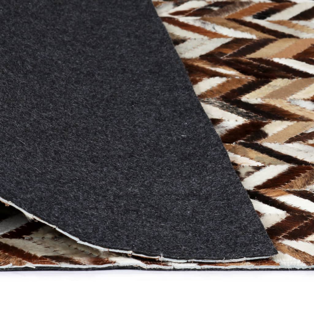 vidaXL Vloerkleed chevron patchwork 80x150 cm echt leer bruin/wit