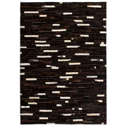 vidaXL Vloerkleed streep patchwork 80x150 cm echt leer zwart/wit