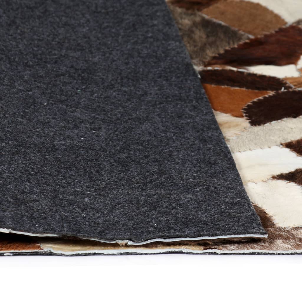 vidaXL Vloerkleed gemengd patchwork 80x150 cm echt leer bruin/wit