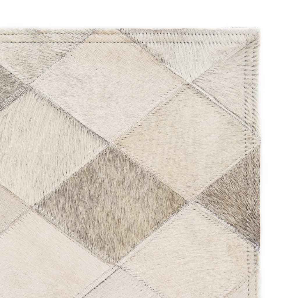 vidaXL Vloerkleed ruit patchwork 120x170 cm echt leer grijs