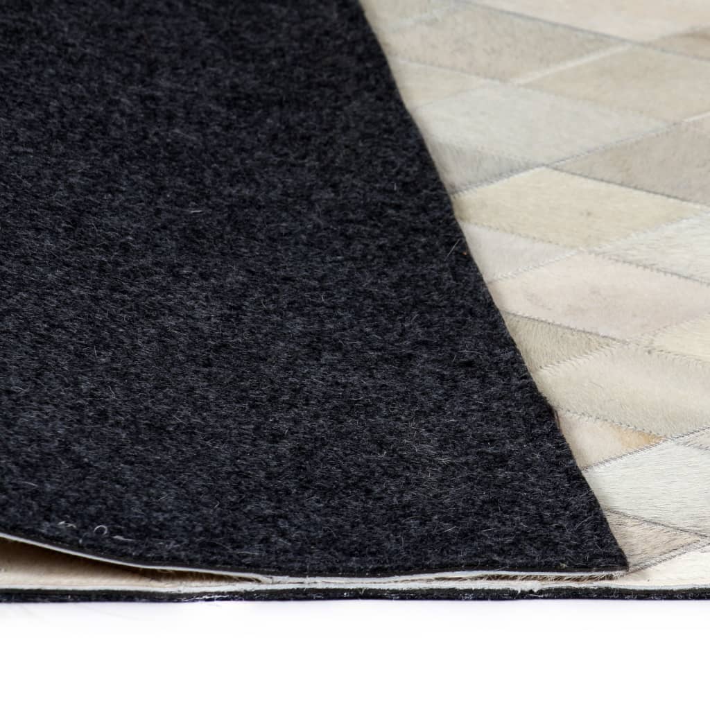vidaXL Vloerkleed ruit patchwork 120x170 cm echt leer grijs