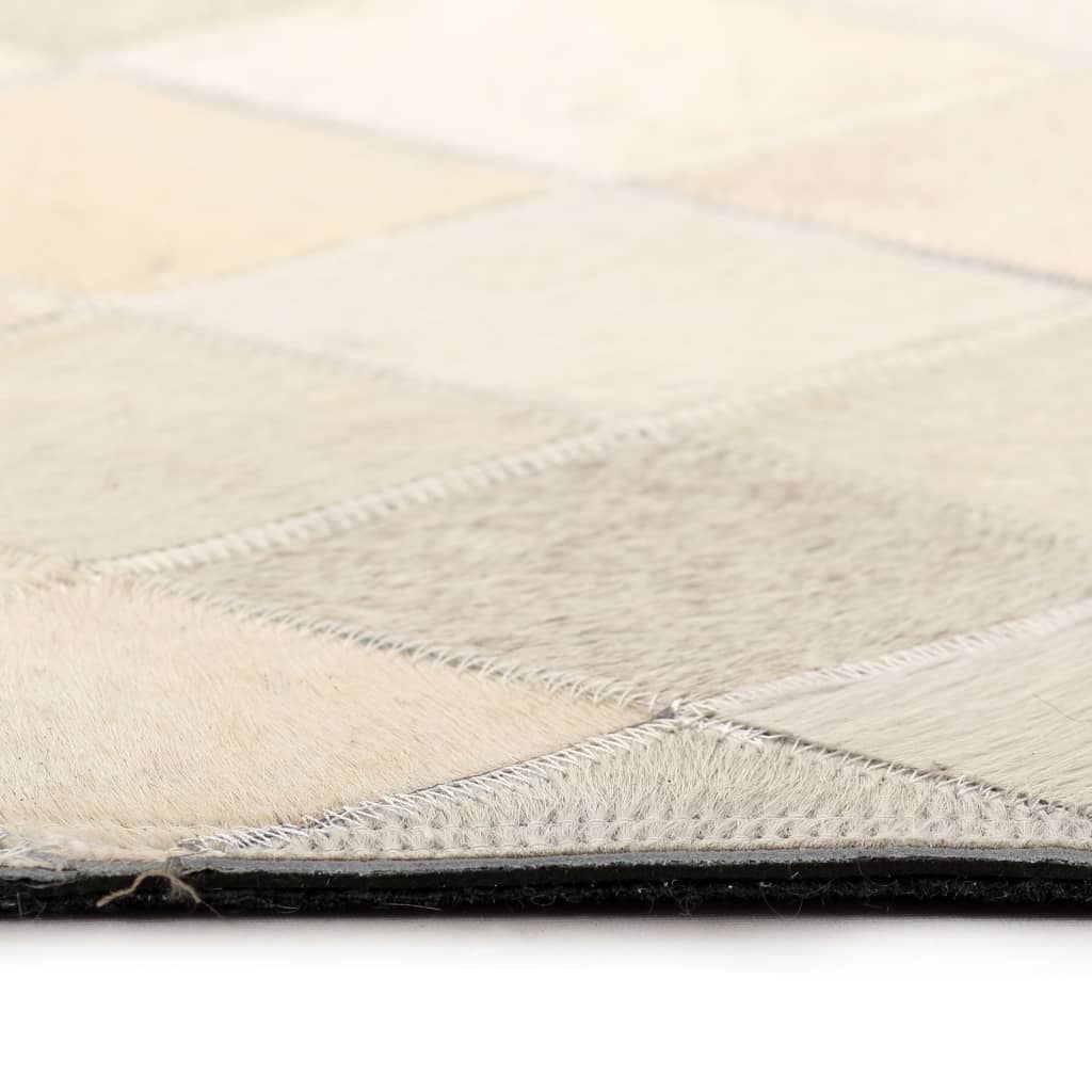 vidaXL Vloerkleed ruit patchwork 120x170 cm echt leer grijs