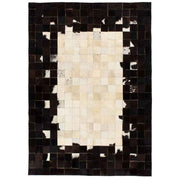 vidaXL Vloerkleed vierkant patchwork 80x150 cm echt leer zwart/wit