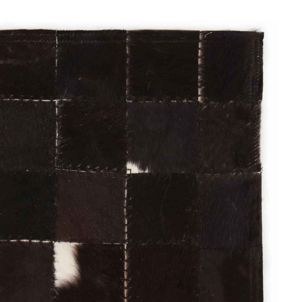 vidaXL Vloerkleed vierkant patchwork 80x150 cm echt leer zwart/wit