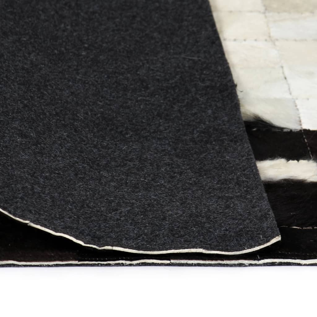 vidaXL Vloerkleed vierkant patchwork 80x150 cm echt leer zwart/wit