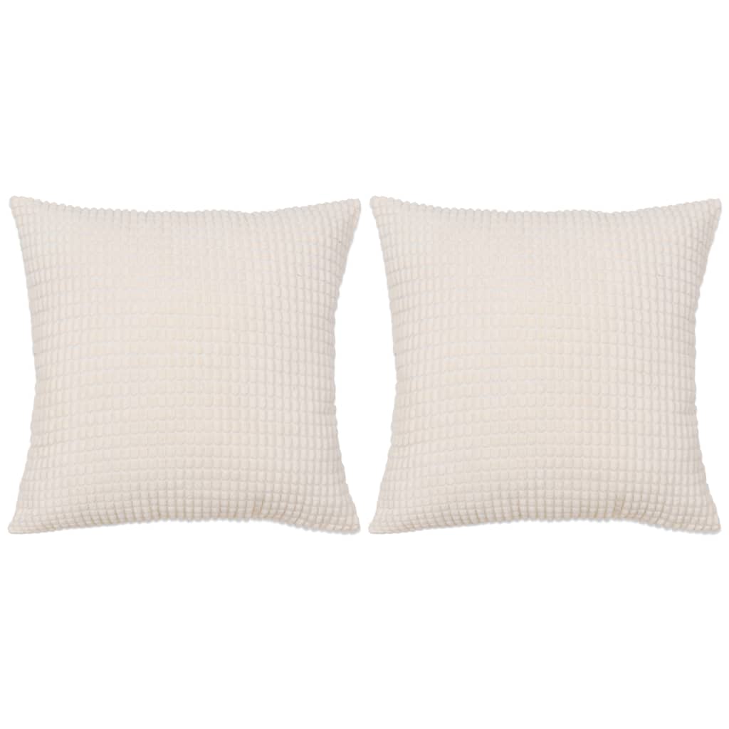 vidaXL Sierkussenset 45x45 cm velours gebroken wit 2-delig