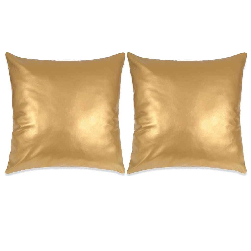 vidaXL Sierkussenset 45x45 cm PU goud 2-delig