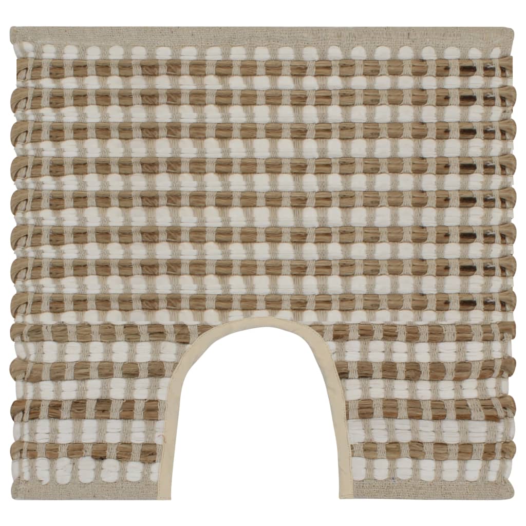 vidaXL Bath Mat Set Hand-Woven Jute and Fabric Natural and Black