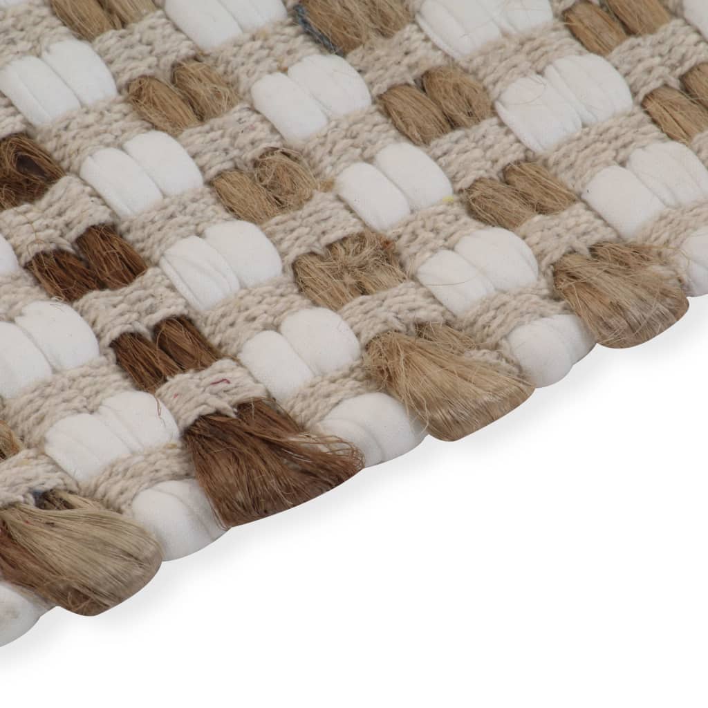 vidaXL Bath Mat Set Hand-Woven Jute and Fabric Natural and Black