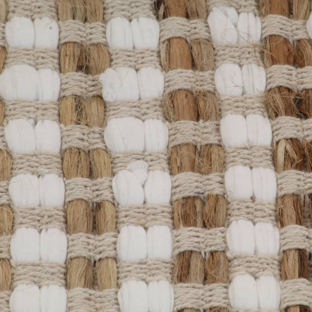 vidaXL Bath Mat Set Hand-Woven Jute and Fabric Natural and Black
