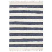 vidaXL Vloerkleed chindi handgeweven 200x290 cm katoen blauw en wit