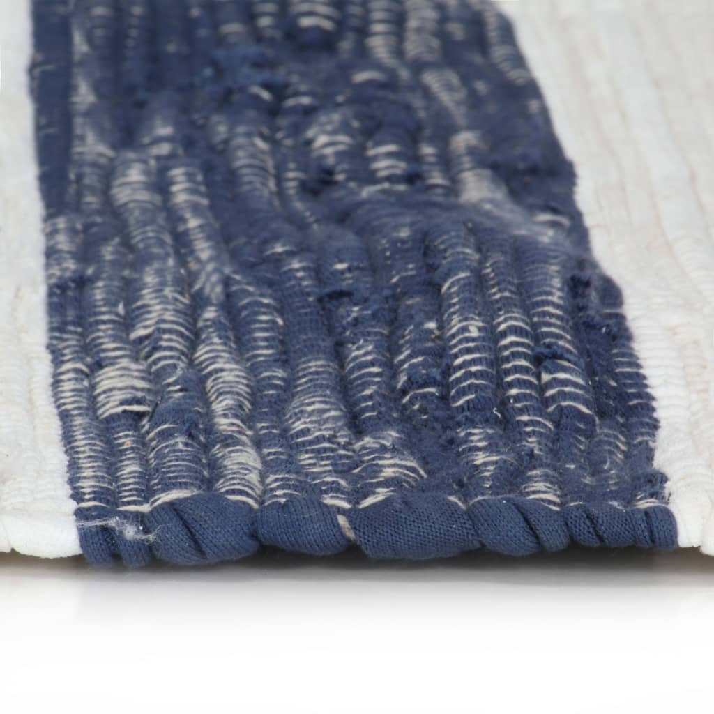 vidaXL Vloerkleed chindi handgeweven 200x290 cm katoen blauw en wit