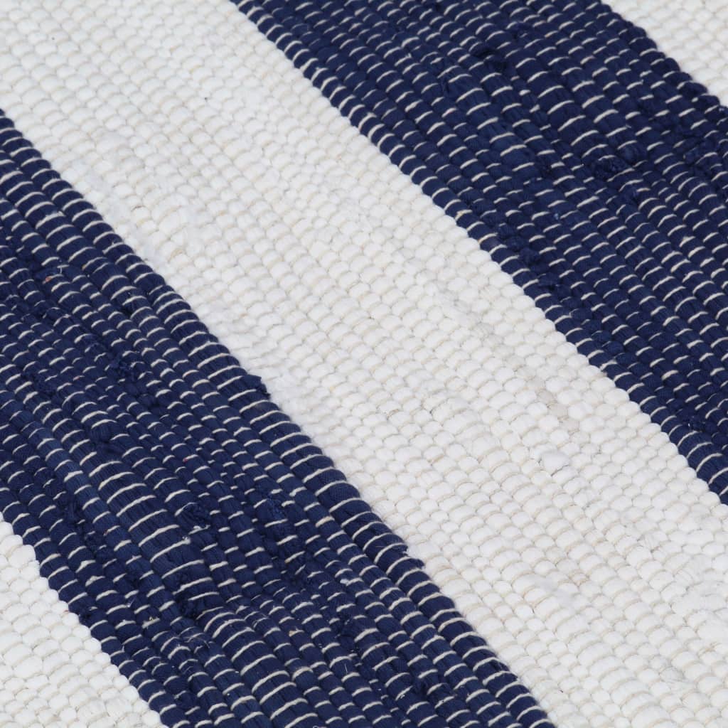 vidaXL Vloerkleed chindi handgeweven 200x290 cm katoen blauw en wit