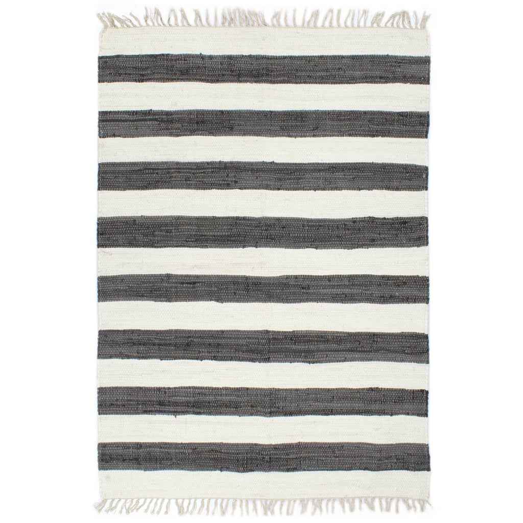 vidaXL Vloerkleed chindi handgeweven 200x290 cm katoen blauw en wit