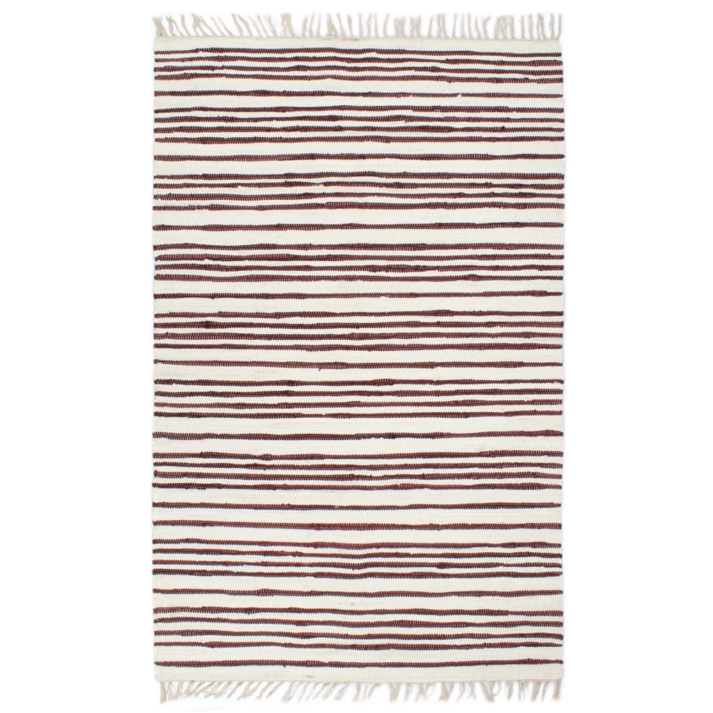 vidaXL Vloerkleed chindi handgeweven 160x230 cm katoen blauw en wit