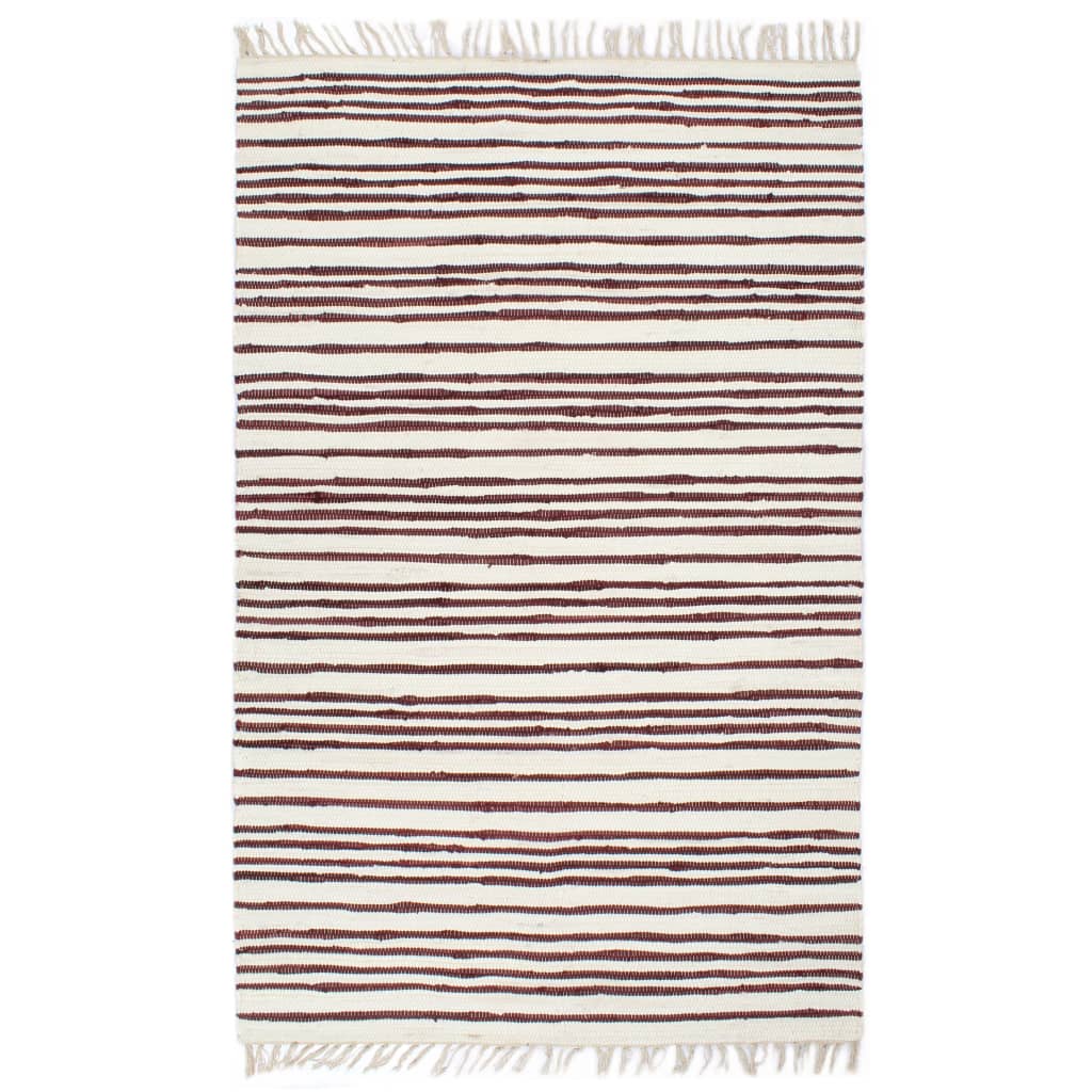 vidaXL Vloerkleed chindi handgeweven 160x230 cm katoen blauw en wit