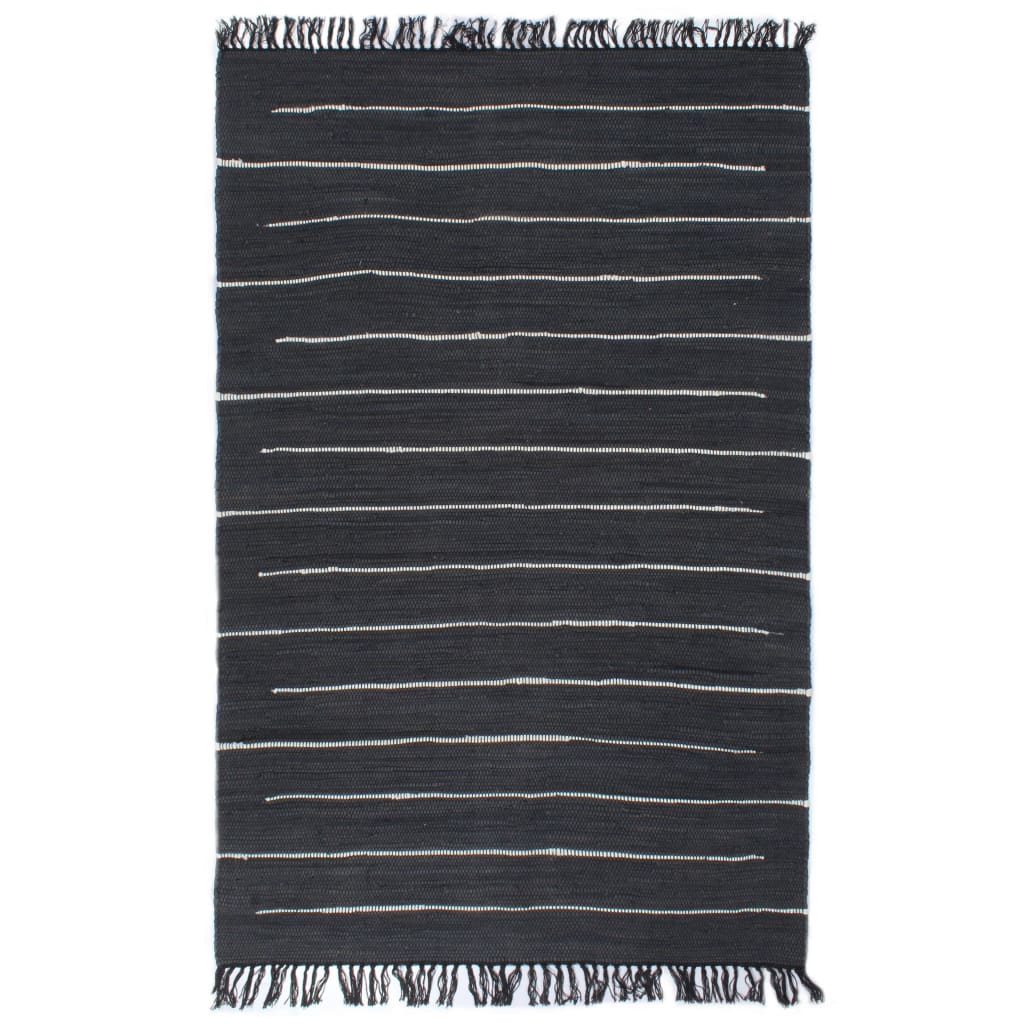 vidaXL Vloerkleed chindi handgeweven 80x160 cm katoen antraciet