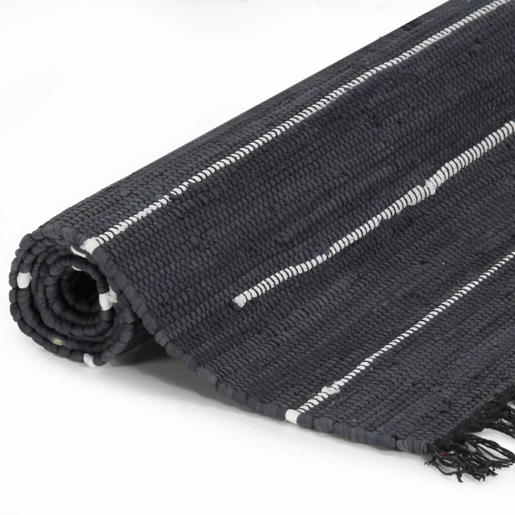 vidaXL Vloerkleed chindi handgeweven 80x160 cm katoen antraciet