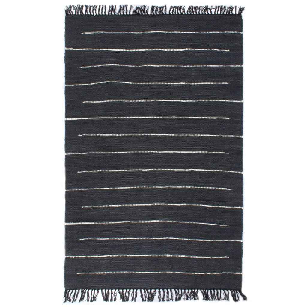 vidaXL Vloerkleed chindi handgeweven 80x160 cm katoen antraciet