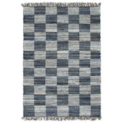 vidaXL Vloerkleed chindi handgeweven 80x160 cm denim blauw
