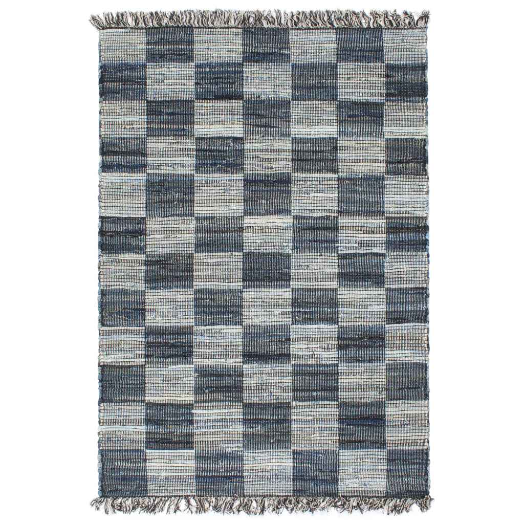 vidaXL Vloerkleed chindi handgeweven 80x160 cm denim blauw