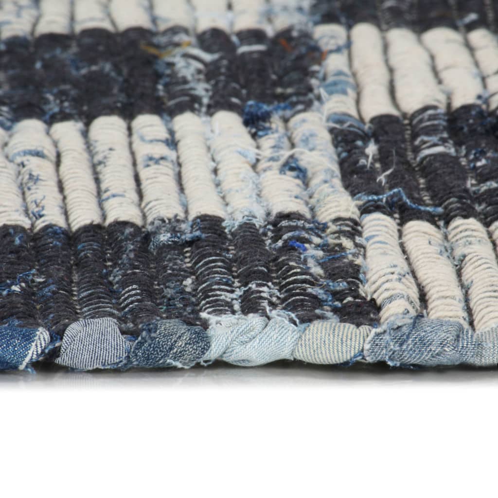 vidaXL Vloerkleed chindi handgeweven 80x160 cm denim blauw