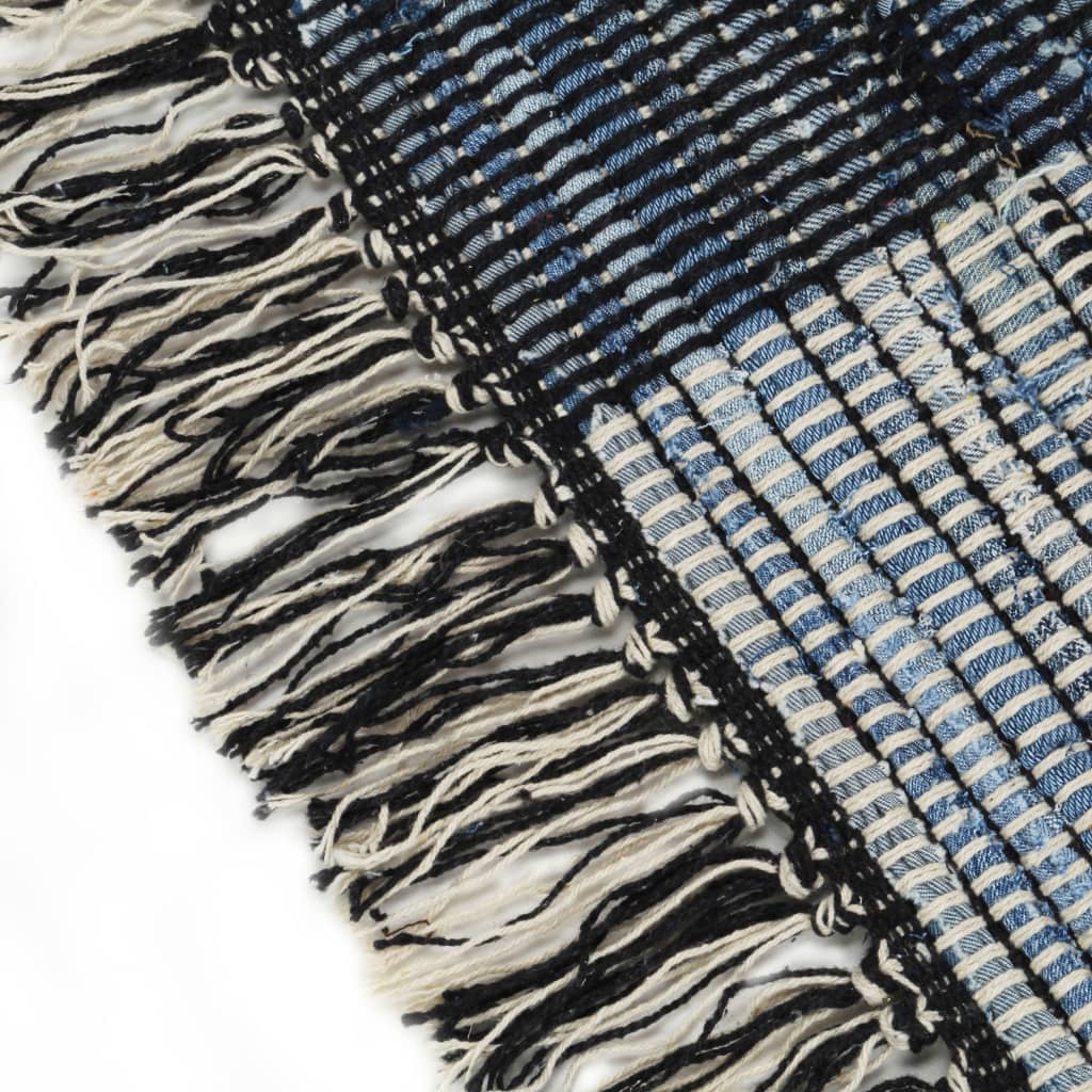 vidaXL Vloerkleed chindi handgeweven 80x160 cm denim blauw