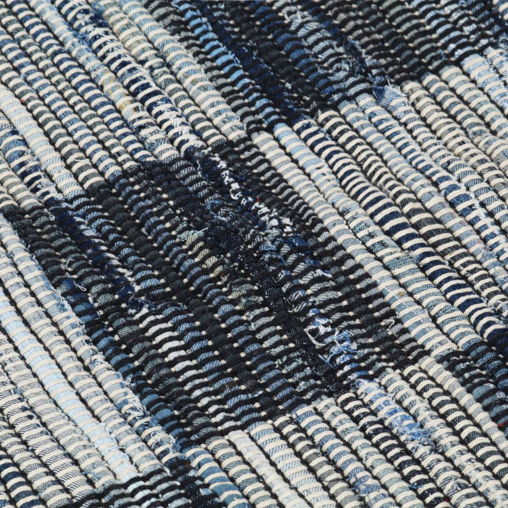 vidaXL Vloerkleed chindi handgeweven 80x160 cm denim blauw