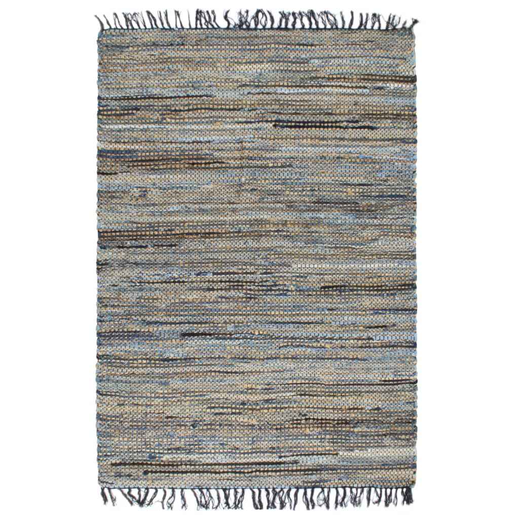 vidaXL Vloerkleed chindi handgeweven 80x160 cm denim jute meerkleurig