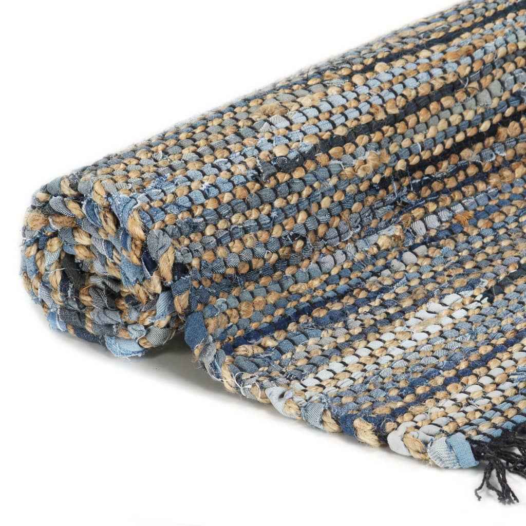 vidaXL Vloerkleed chindi handgeweven 80x160 cm denim jute meerkleurig