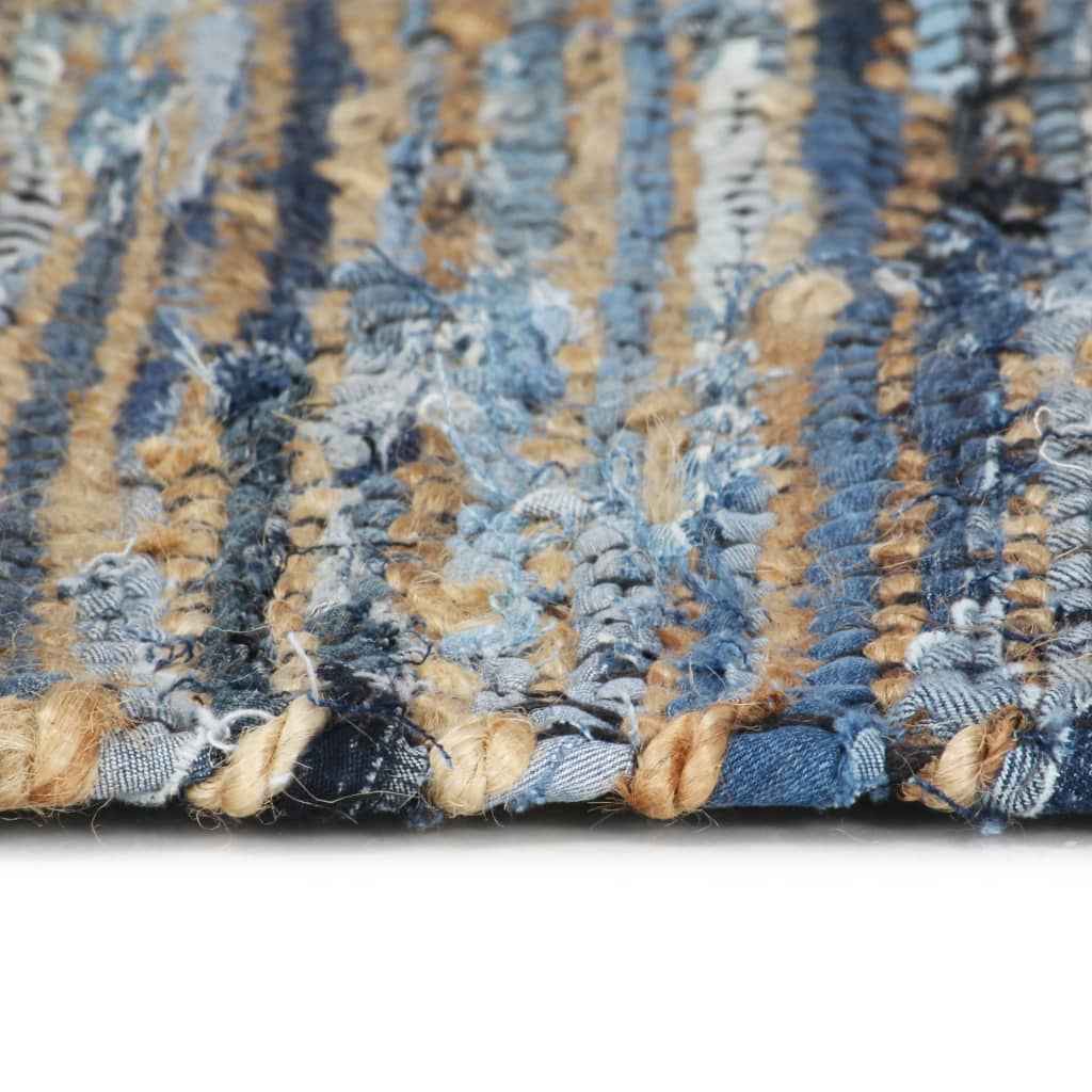vidaXL Vloerkleed chindi handgeweven 80x160 cm denim jute meerkleurig