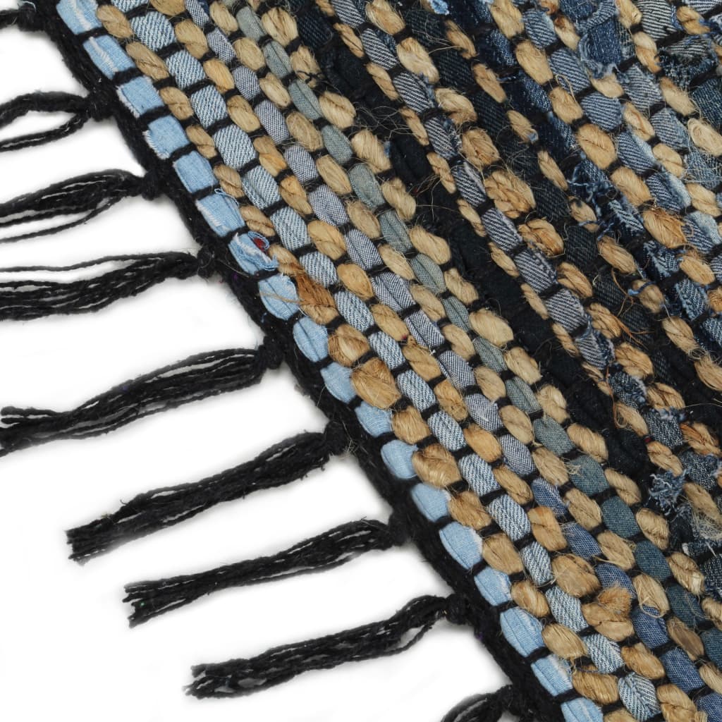 vidaXL Vloerkleed chindi handgeweven 80x160 cm denim jute meerkleurig