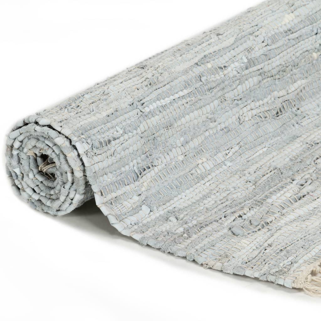 vidaXL Vloerkleed chindi handgeweven 80x160 cm leer lichtgrijs
