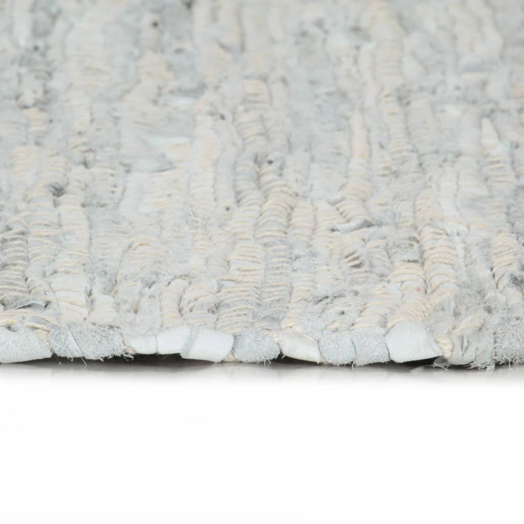 vidaXL Vloerkleed chindi handgeweven 80x160 cm leer lichtgrijs
