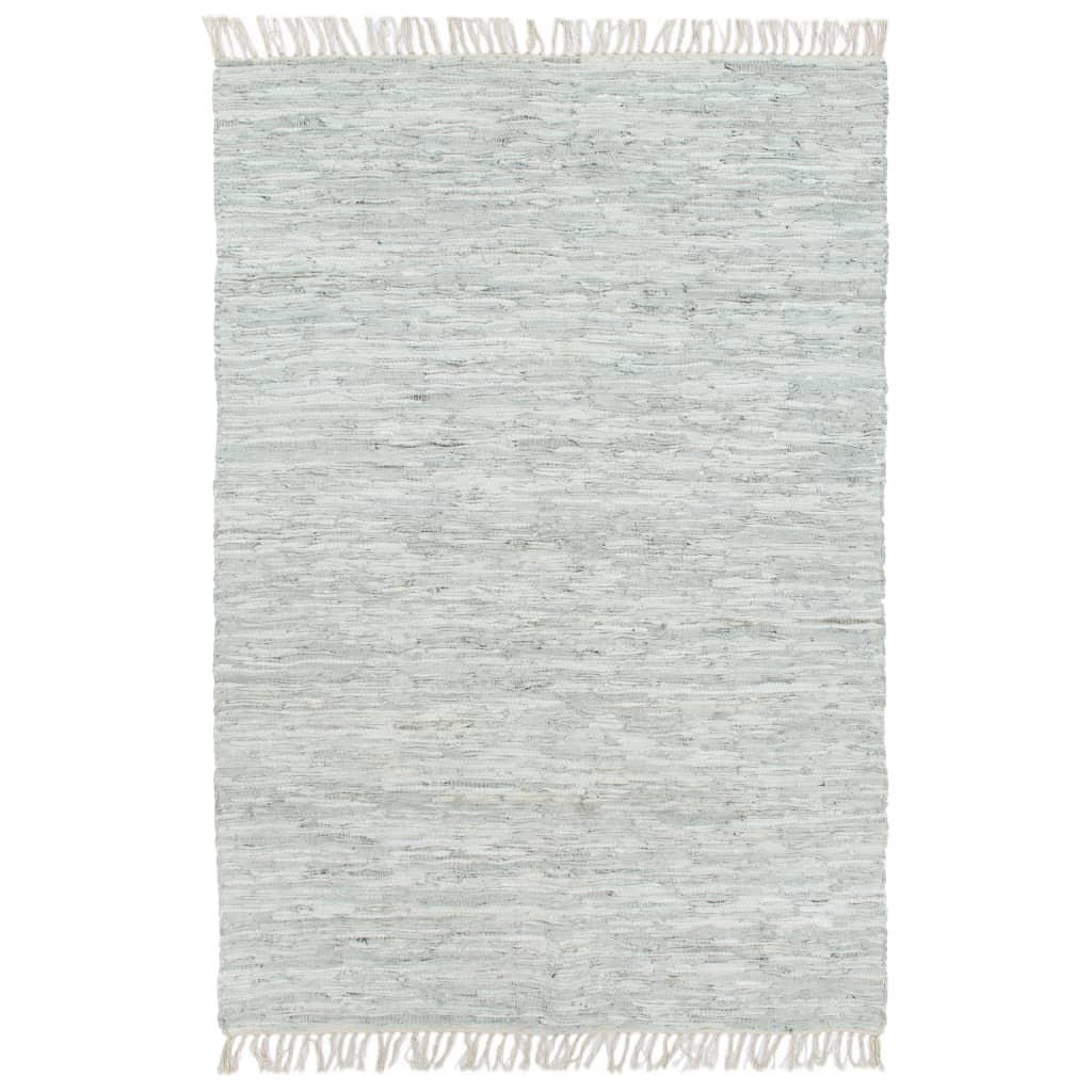 vidaXL Vloerkleed chindi handgeweven 80x160 cm leer lichtgrijs