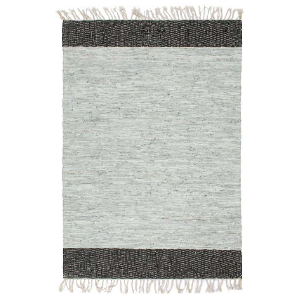 vidaXL Vloerkleed chindi handgeweven 80x160 cm leer lichtgrijs