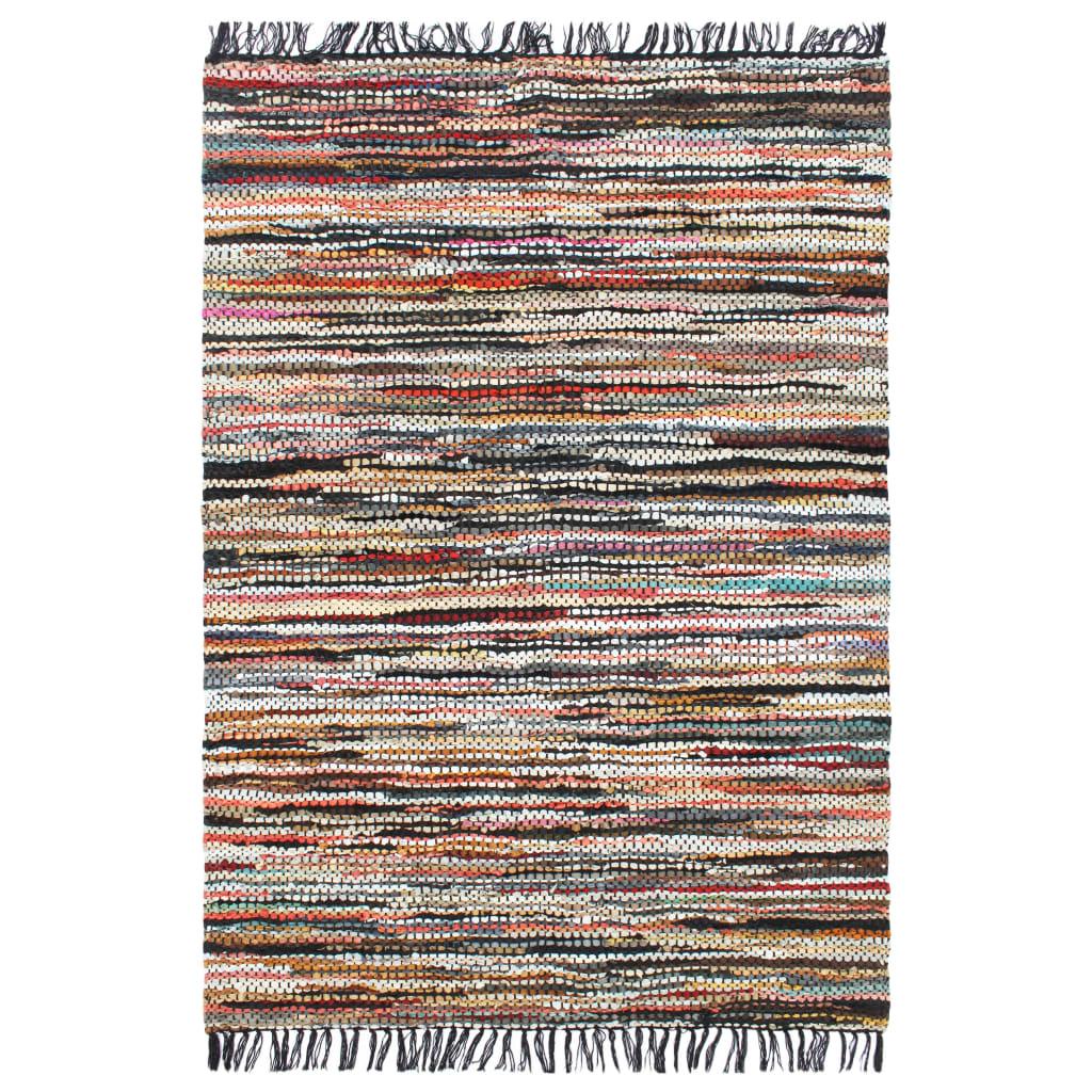 vidaXL Vloerkleed chindi handgeweven 80x160 cm leer lichtgrijs