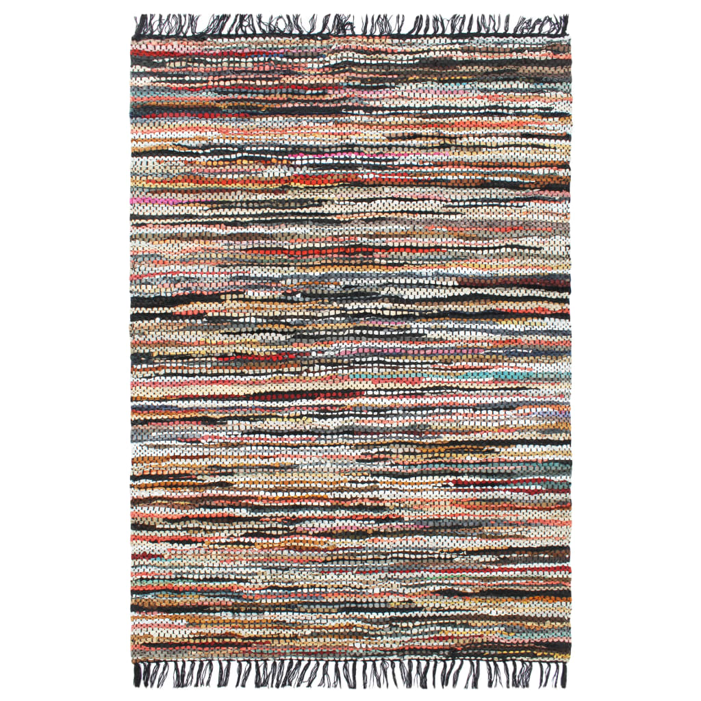 vidaXL Vloerkleed chindi handgeweven 80x160 cm leer lichtgrijs
