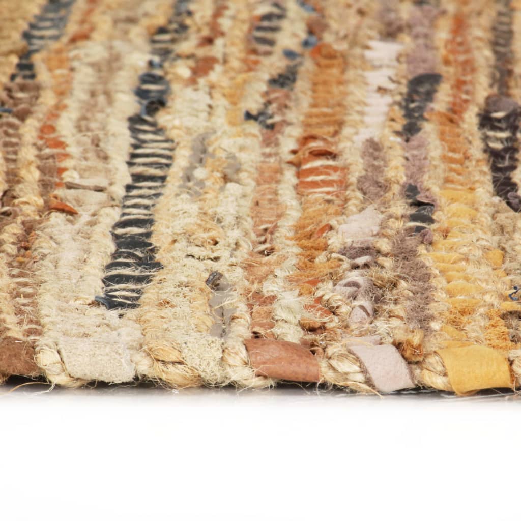 vidaXL Vloerkleed chindi handgeweven 160x230 cm leer jute tan