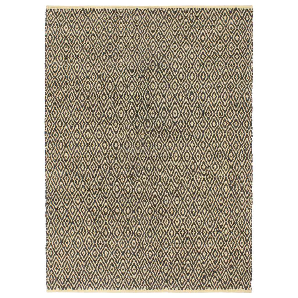 vidaXL Vloerkleed chindi handgeweven 80x160 cm leer katoen zwart
