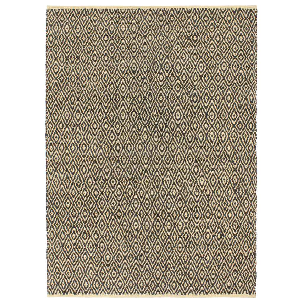 vidaXL Vloerkleed chindi handgeweven 80x160 cm leer katoen zwart