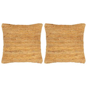 vidaXL Kussens 2 st chindi 45x45 cm leer en katoen tan
